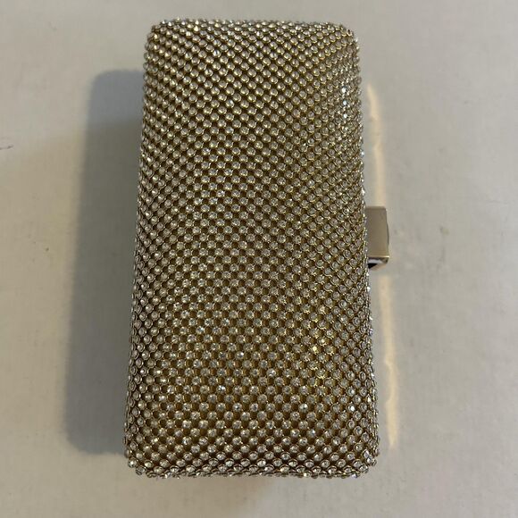 Gold Crystal Clutch Purse Womens Evening Bag Rhinestone Minaudiere Chain Strap - Picture 11 of 12